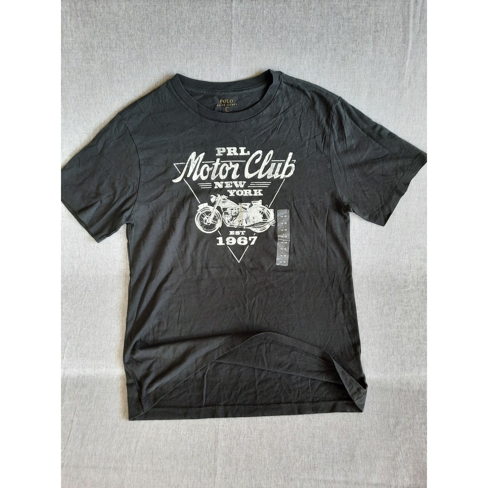 Polo Ralph Lauren Men Youth Large Art Logo Motor Club New York 1967 Tee SS Choco